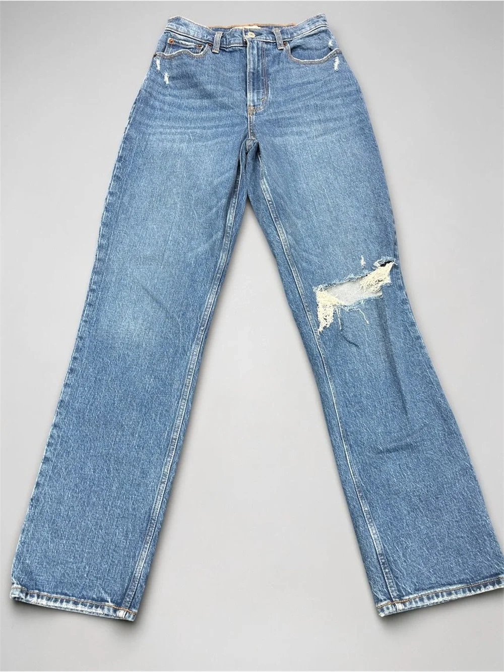 Abercrombie & Fitch Light Blue High-Rise Distressed Jeans